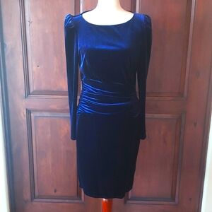 NWT LAUREN BY RALPH LAUREN SIZE 6 VELVET BLUE DRESS 👗